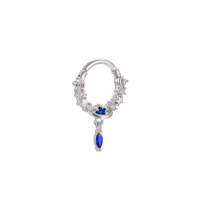 Inele pentru sept 16G Dangle Septum Blue Planet Clear CZ Oțel chirurgical 316L Star Daith Cercel Moon Helix Cercel Piercing pentru nas inel