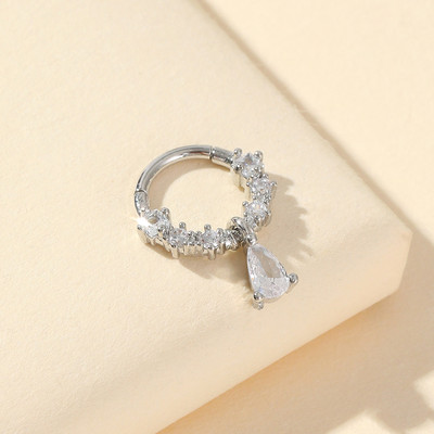 Inele pentru sept 16G Dangle Septum Blue Planet Clear CZ Oțel chirurgical 316L Star Daith Cercel Moon Helix Cercel Piercing pentru nas inel