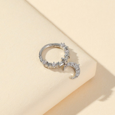 Inele pentru sept 16G Dangle Septum Blue Planet Clear CZ Oțel chirurgical 316L Star Daith Cercel Moon Helix Cercel Piercing pentru nas inel