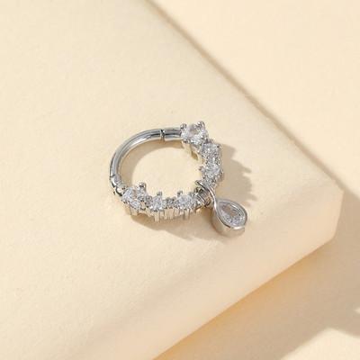 Inele pentru sept 16G Dangle Septum Blue Planet Clear CZ Oțel chirurgical 316L Star Daith Cercel Moon Helix Cercel Piercing pentru nas inel