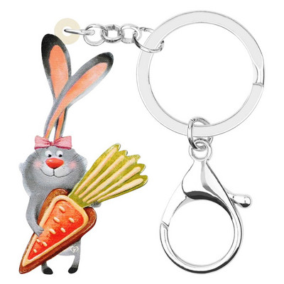 Newei Breloc acrilic Iepure de Paște Iepure Iepuraș Imprimare Breloc cu animale Bijuterii pentru femei Fete Cadouri Geanta la modă Accesoriu mașină