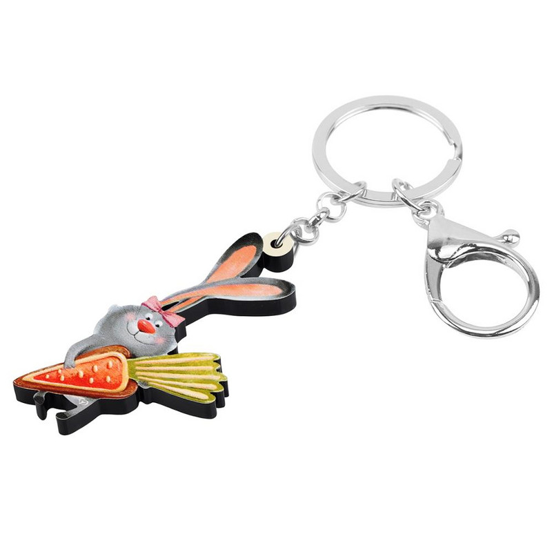 Newei Breloc acrilic Iepure de Paște Iepure Iepuraș Imprimare Breloc cu animale Bijuterii pentru femei Fete Cadouri Geanta la modă Accesoriu mașină