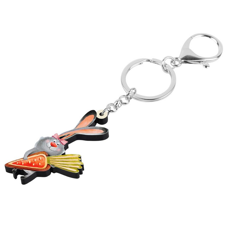 Newei Breloc acrilic Iepure de Paște Iepure Iepuraș Imprimare Breloc cu animale Bijuterii pentru femei Fete Cadouri Geanta la modă Accesoriu mașină