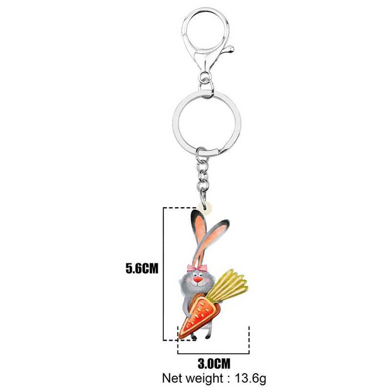 Newei Breloc acrilic Iepure de Paște Iepure Iepuraș Imprimare Breloc cu animale Bijuterii pentru femei Fete Cadouri Geanta la modă Accesoriu mașină