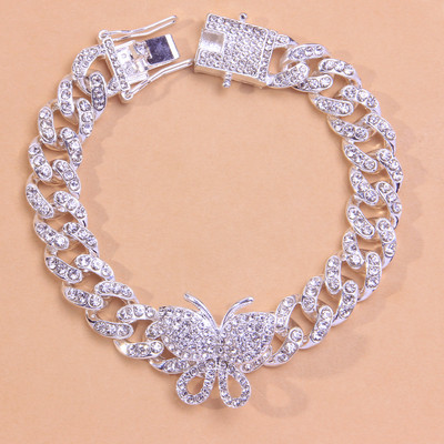 Cristal Hiphop fluture gleznă cu ridicata pentru femei bărbați brățară pe picior picior cubanez cu lanț gleznă bijuterii groase sandale