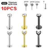 Comerț cu ridicata 10 buc G23 Titan Piercing Labret Lip Stud Zircon 20/18/16g Cercei mici Foe Women Fine Lip Stud Set Bijuterii pentru corp