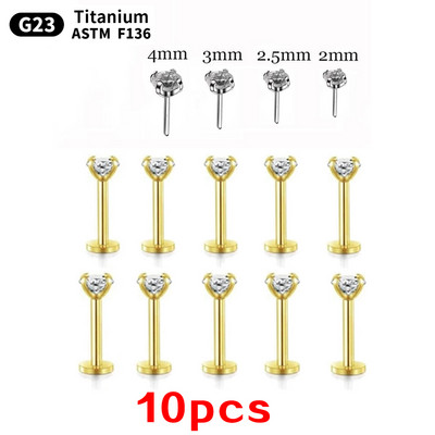 Comerț cu ridicata 10 buc G23 Titan Piercing Labret Lip Stud Zircon 20/18/16g Cercei mici Foe Women Fine Lip Stud Set Bijuterii pentru corp