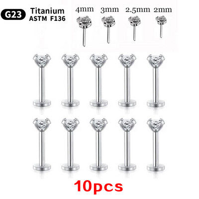Comerț cu ridicata 10 buc G23 Titan Piercing Labret Lip Stud Zircon 20/18/16g Cercei mici Foe Women Fine Lip Stud Set Bijuterii pentru corp