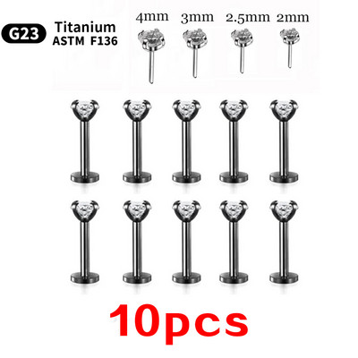 Comerț cu ridicata 10 buc G23 Titan Piercing Labret Lip Stud Zircon 20/18/16g Cercei mici Foe Women Fine Lip Stud Set Bijuterii pentru corp