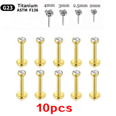 Comerț cu ridicata 10 buc G23 Titan Piercing Labret Lip Stud Zircon 20/18/16g Cercei mici Foe Women Fine Lip Stud Set Bijuterii pentru corp