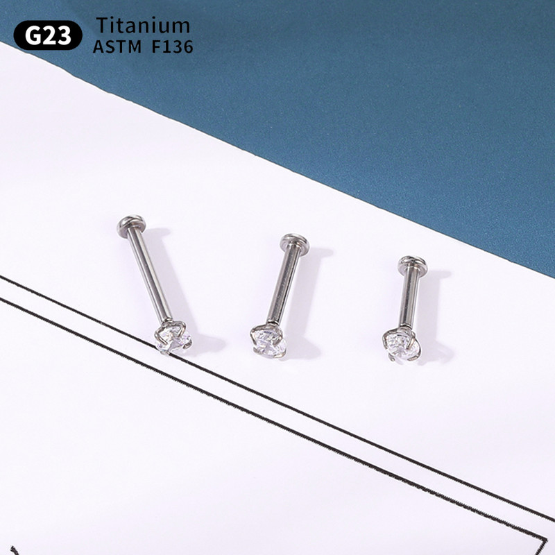 Comerț cu ridicata 10 buc G23 Titan Piercing Labret Lip Stud Zircon 20/18/16g Cercei mici Foe Women Fine Lip Stud Set Bijuterii pentru corp