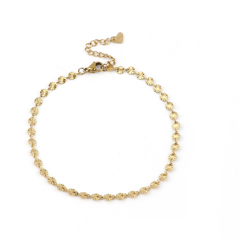 Frumoasă gleznă din oțel inoxidabil pentru femei de culoare argintie cu model sculptat rotund Brățări de gleznă Bijuterii 23 cm (9") lungime, 1 bucată