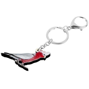 Newei Acrylic Flying Major Mitchell\'s Cockatoo Keychains Lovely Bird Animal Keyring Jewelry for Women Διακόσμηση ανδρικής τσάντας εφήβων