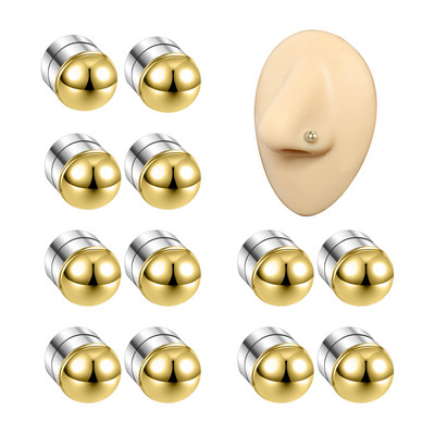 12 buc./lot Magnet Magnetic Nas Stud Oțel inoxidabil Fără gaură Inel pentru nas Ureche Helix Cartilaj Buză Labret Stud Bijuterii non perforate