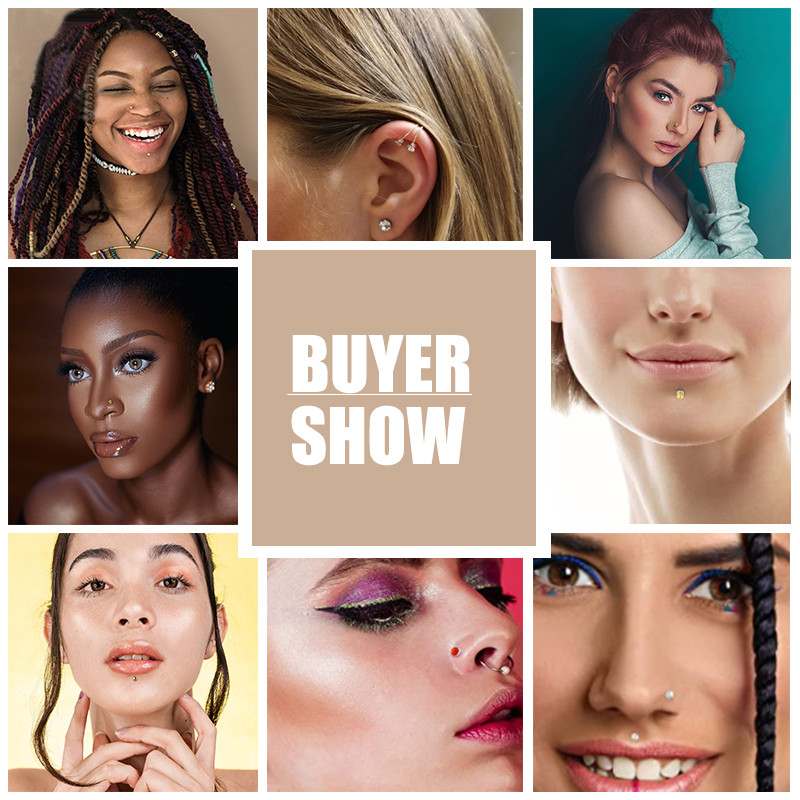 12 buc./lot Magnet Magnetic Nas Stud Oțel inoxidabil Fără gaură Inel pentru nas Ureche Helix Cartilaj Buză Labret Stud Bijuterii non perforate