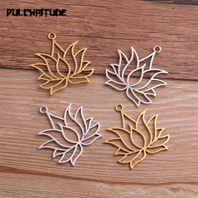 8 bucăți 37*39 mm din aliaj metalic, în două culori, brelocuri de lotus goale, pandantive cu plante pentru realizarea de bijuterii, artizanat manual