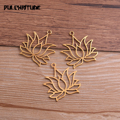 8 bucăți 37*39 mm din aliaj metalic, în două culori, brelocuri de lotus goale, pandantive cu plante pentru realizarea de bijuterii, artizanat manual