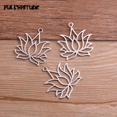 8 bucăți 37*39 mm din aliaj metalic, în două culori, brelocuri de lotus goale, pandantive cu plante pentru realizarea de bijuterii, artizanat manual