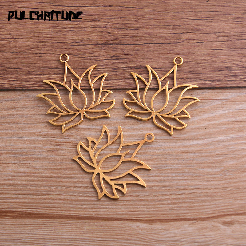 8 bucăți 37*39 mm din aliaj metalic, în două culori, brelocuri de lotus goale, pandantive cu plante pentru realizarea de bijuterii, artizanat manual