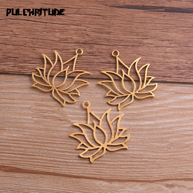 8 bucăți 37*39 mm din aliaj metalic, în două culori, brelocuri de lotus goale, pandantive cu plante pentru realizarea de bijuterii, artizanat manual