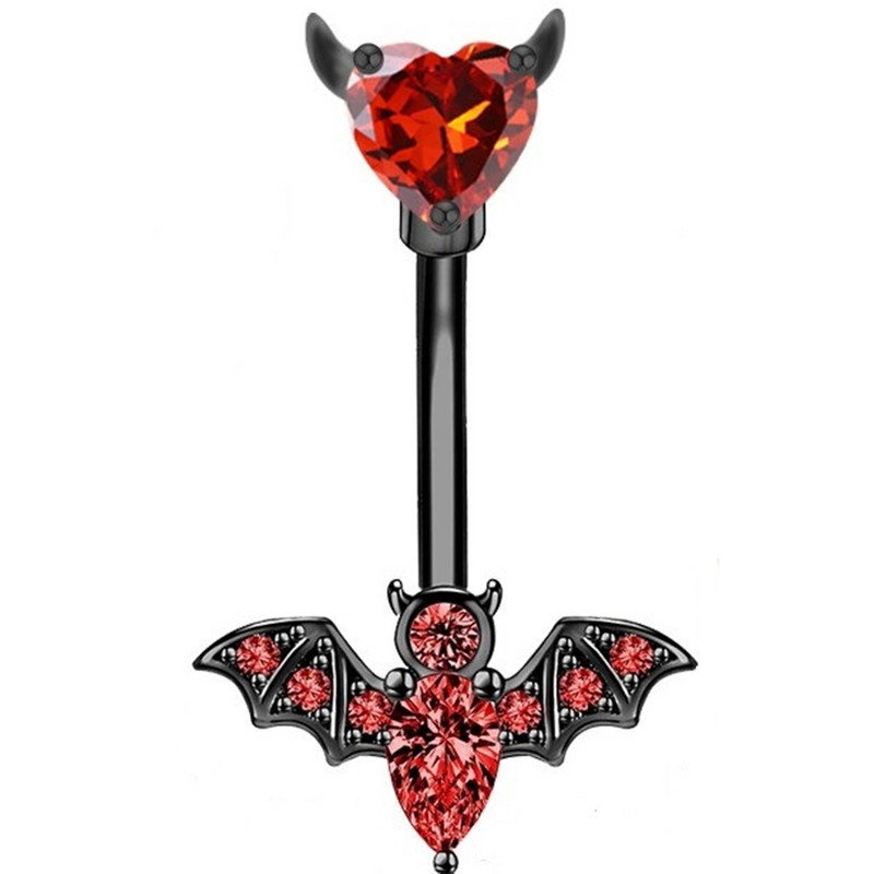 Inel pentru burtică liliac Piercing la buric liliac, placat negru, piercing pentru corp, zircon roșu, piercing la buric liliac, bijuterii femei