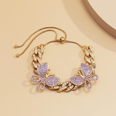 „KunJoe“ daugiaspalvis senovinis didelis drugelis, ledinis krištolo krištolinis kubietiškas grandinėlė, madinga reguliuojama kulkšnies apyrankė moterims mergaitėms