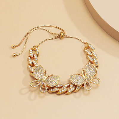 „KunJoe“ daugiaspalvis senovinis didelis drugelis, ledinis krištolo krištolinis kubietiškas grandinėlė, madinga reguliuojama kulkšnies apyrankė moterims mergaitėms