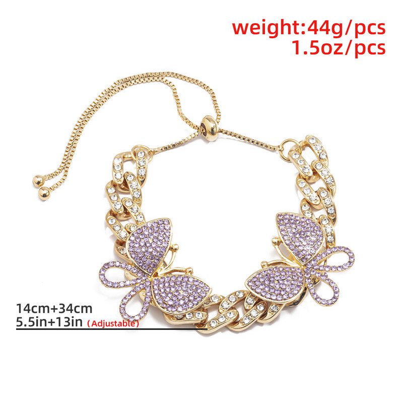 „KunJoe“ daugiaspalvis senovinis didelis drugelis, ledinis krištolo krištolinis kubietiškas grandinėlė, madinga reguliuojama kulkšnies apyrankė moterims mergaitėms