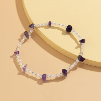 KunJoe Fashion Pietriș neregulat Chips Pietriș gleznele albe transparente de semințe margele picior lant glezna pentru femei fete bijuterii cadou