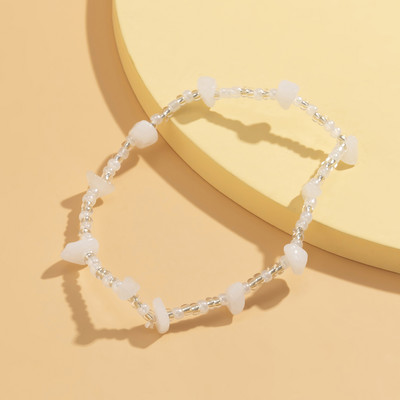 KunJoe Fashion Pietriș neregulat Chips Pietriș gleznele albe transparente de semințe margele picior lant glezna pentru femei fete bijuterii cadou