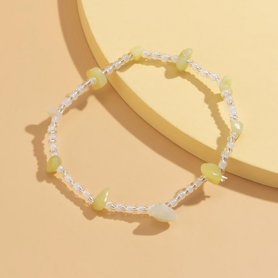 KunJoe Fashion Pietriș neregulat Chips Pietriș gleznele albe transparente de semințe margele picior lant glezna pentru femei fete bijuterii cadou