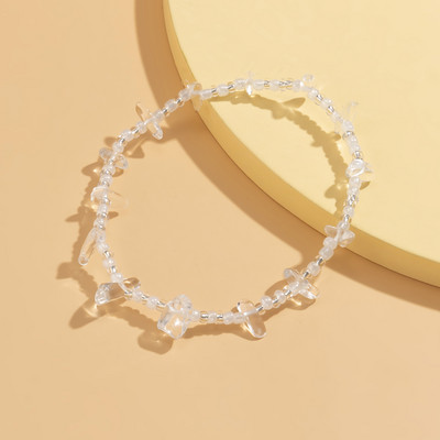 KunJoe Fashion Pietriș neregulat Chips Pietriș gleznele albe transparente de semințe margele picior lant glezna pentru femei fete bijuterii cadou