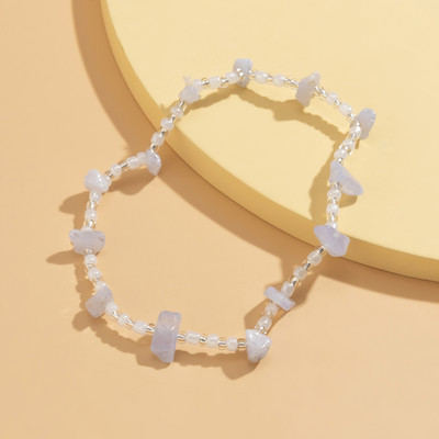 KunJoe Fashion Pietriș neregulat Chips Pietriș gleznele albe transparente de semințe margele picior lant glezna pentru femei fete bijuterii cadou