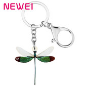 Breloc cu libelule verzi acrilic Newei Breloc imprimat cu insecte Lanț chei cu animale pentru femei, copii, cadou, geantă, decorare mașină
