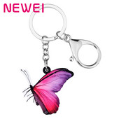 Newei Acrilic Violet Morpho Fluture Breloc Imprimare Insecte Animal Breloc Bijuterii Pentru Femei Adolescent Charm Cadouri Decorare