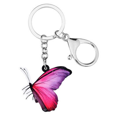 Newei Acrilic Violet Morpho Fluture Breloc Imprimare Insecte Animal Breloc Bijuterii Pentru Femei Adolescent Charm Cadouri Decorare