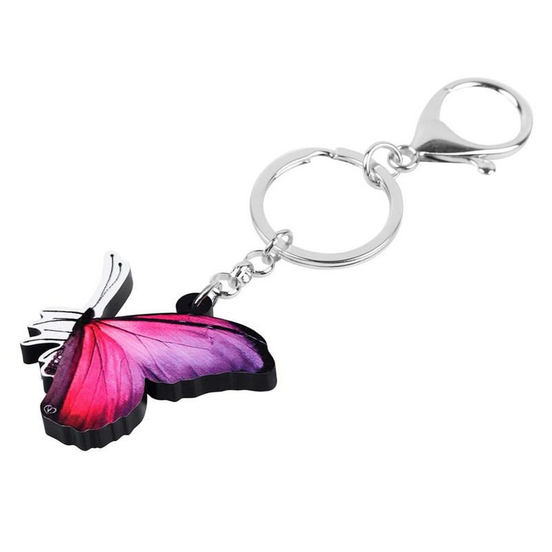 Newei Acrilic Violet Morpho Fluture Breloc Imprimare Insecte Animal Breloc Bijuterii Pentru Femei Adolescent Charm Cadouri Decorare