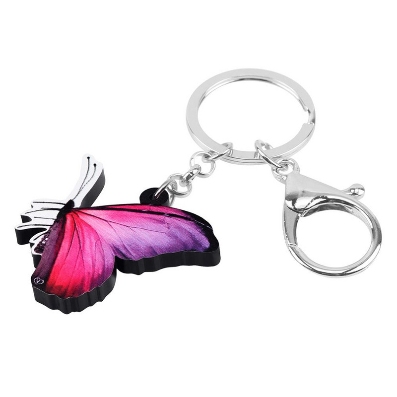 Newei Acrilic Violet Morpho Fluture Breloc Imprimare Insecte Animal Breloc Bijuterii Pentru Femei Adolescent Charm Cadouri Decorare