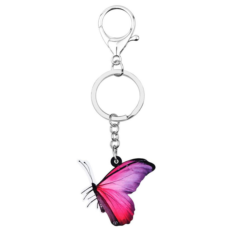 Newei Acrilic Violet Morpho Fluture Breloc Imprimare Insecte Animal Breloc Bijuterii Pentru Femei Adolescent Charm Cadouri Decorare