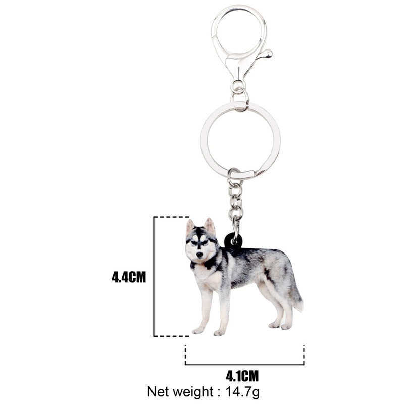 Bonsny Akrilo Sibiro haskio šunų raktų pakabukai Raktų pakabukų žiedai Naujiena Dovana Moterims Merginoms Moterims Rankinė Automobilių Pakabukai Gyvūnų Papuošalai