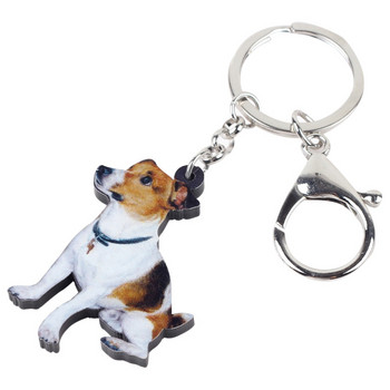 Bonsny ακρυλικό καθιστό Jack Russell Terrier Dog Μπρελόκ Υπέροχα κοσμήματα για γυναίκες κορίτσι Γυναικεία τσάντα γοητεία Χύμα κατοικίδιο