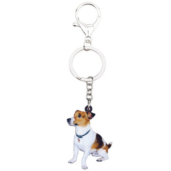 Bonsny ακρυλικό καθιστό Jack Russell Terrier Dog Μπρελόκ Υπέροχα κοσμήματα για γυναίκες κορίτσι Γυναικεία τσάντα γοητεία Χύμα κατοικίδιο