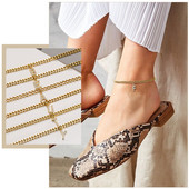 AZ pradinės moteriškos kulkšnies aikštelės, reguliuojamos aukso spalvos nerūdijančio plieno kubietiškos kulkšnies grandinėlė su AAA CZ akmens blizgančiomis raidėmis