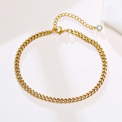 AZ pradinės moteriškos kulkšnies aikštelės, reguliuojamos aukso spalvos nerūdijančio plieno kubietiškos kulkšnies grandinėlė su AAA CZ akmens blizgančiomis raidėmis