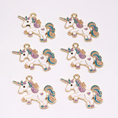 5 bucăți încântător colorat unicorn din aliaj de farmec email pentru descoperiri de cercei, drăguț animal, pandantiv, accesoriu de bijuterii