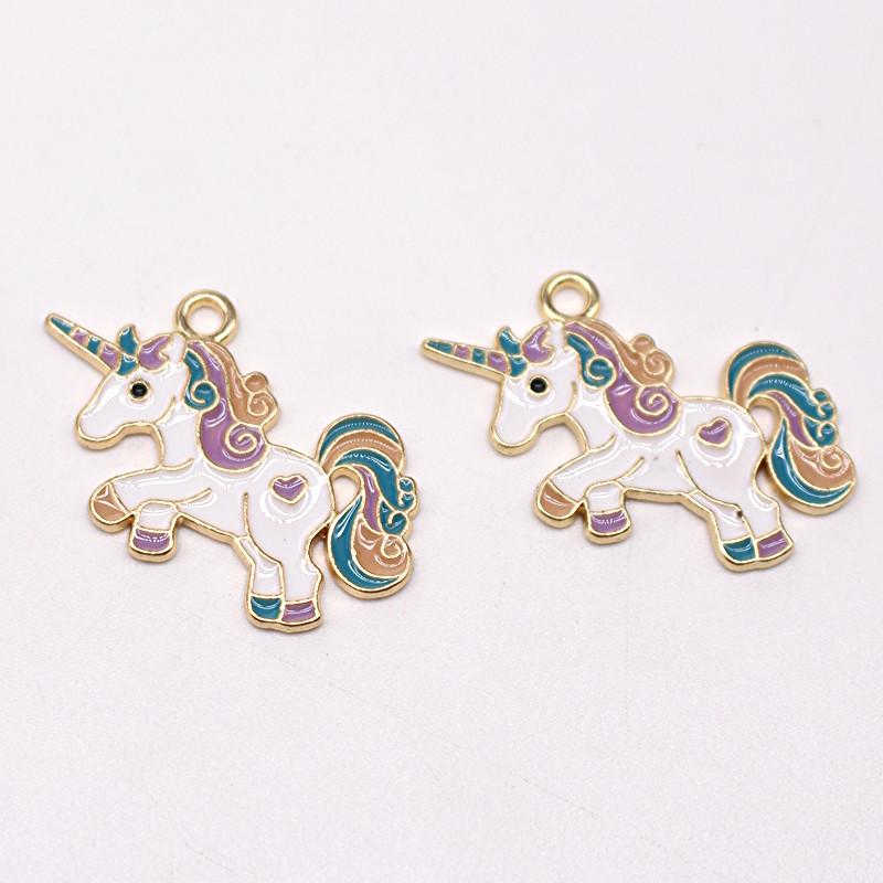5 bucăți încântător colorat unicorn din aliaj de farmec email pentru descoperiri de cercei, drăguț animal, pandantiv, accesoriu de bijuterii