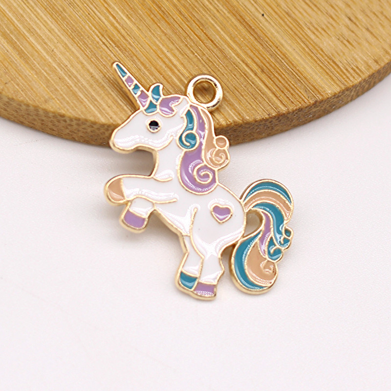 5 bucăți încântător colorat unicorn din aliaj de farmec email pentru descoperiri de cercei, drăguț animal, pandantiv, accesoriu de bijuterii