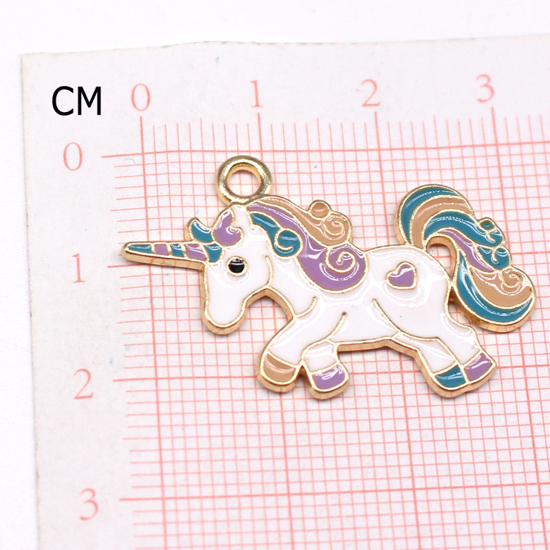 5 bucăți încântător colorat unicorn din aliaj de farmec email pentru descoperiri de cercei, drăguț animal, pandantiv, accesoriu de bijuterii