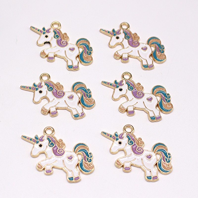 5 bucăți încântător colorat unicorn din aliaj de farmec email pentru descoperiri de cercei, drăguț animal, pandantiv, accesoriu de bijuterii