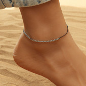 Brățară Boho cu margele pentru femei Brățară pe picior Lant negru reglabil pentru picior Bijuterii pentru femei Accesorii pentru plajă la modă